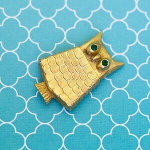 Vintage Art Nouveau Bird Owl Symbolic Brooch by Avon - R35